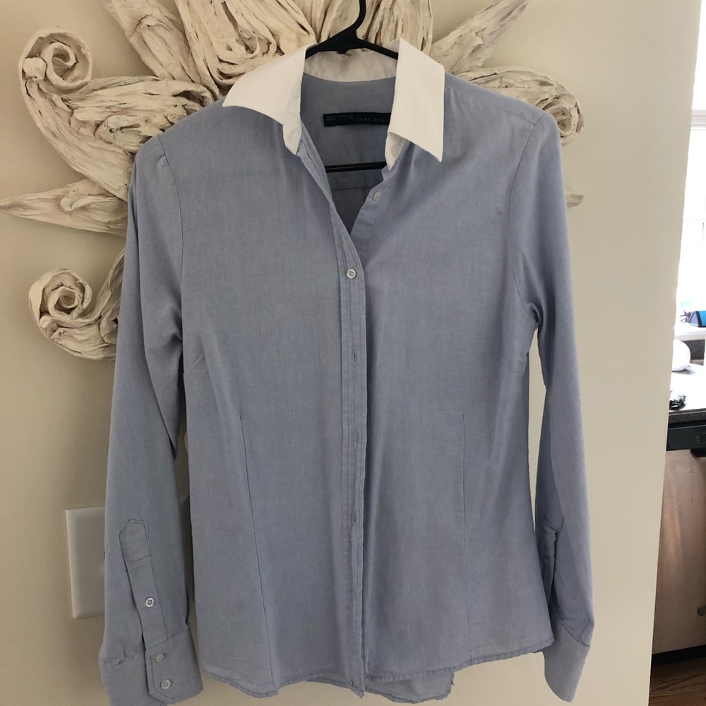 Zara long sleeved blue Oxford
